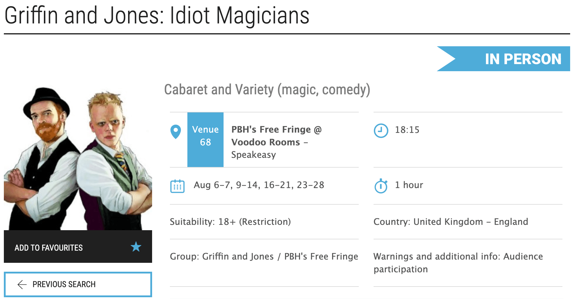 Griffin and Jones Idiot Magicians - Edinburgh Festival Fringe